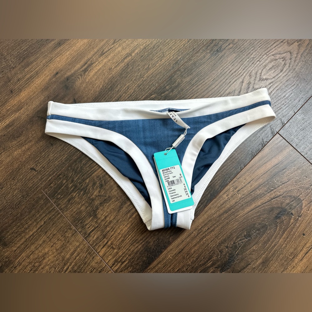 SEAFOLLY Women’s Block Party Hipster Denim Blue NWT Size US4/AU8